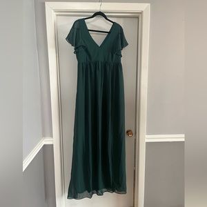 XL Emerald Hannah Chiffon with Slit Maternity Bridesmaid Dress